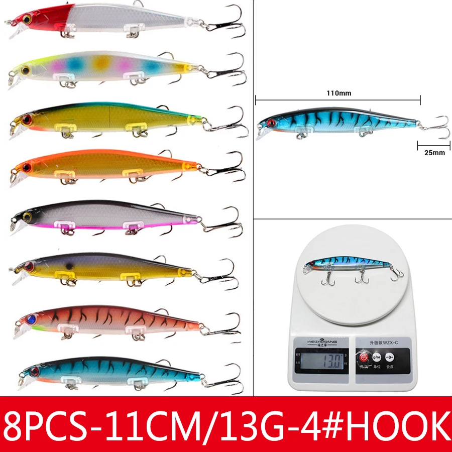 Jerkbait Minnow cebo duro falso Crankbait señuelo de pesca, juego de Wobblers para Lucio, aparejos de curricán, Kit de cebo Artificial, Swimbait Sea - imagen 4