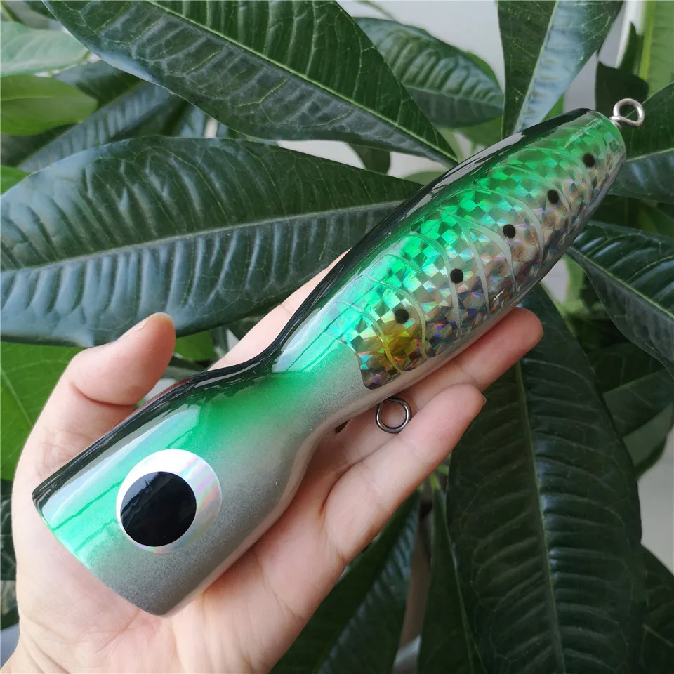 Señuelo de madera para pesca popper Topwater, cebos de pesca hechos a mano, Spitter GT, superficie Popping, swimbait duradero, 1 ud. - imagen 2