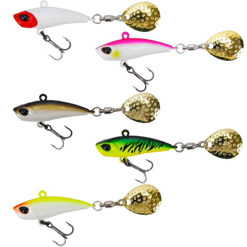 TSURINOYA-Juego de Señuelos de Pesca giratorios VIB, 12g, 17g, agua hundida, hielo, Jigging, cuchara de Metal, vibración, Crankbait duro, 5 colores - imagen 5