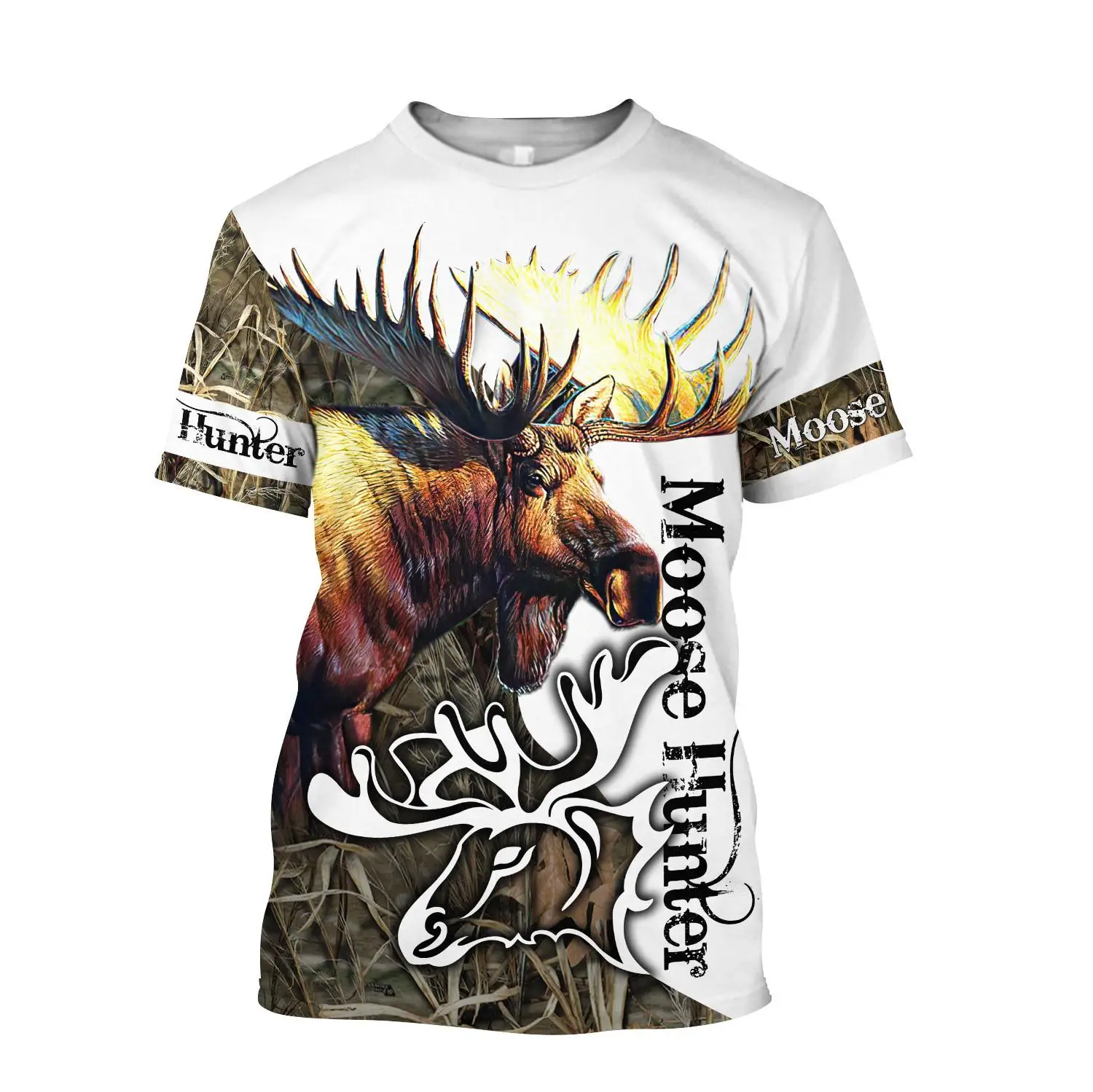 Camiseta Hipster de verano 2025 para hombre, camiseta de manga corta con estampado 3D de caza de alces hermosa, camisetas informales Unisex TX0170 - imagen 4