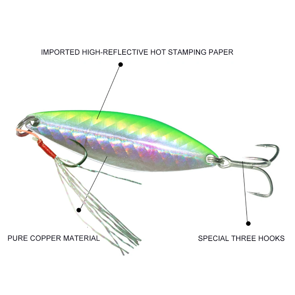 WALK FISH-señuelo de pesca con lentejuelas de Metal láser, cebo de pesca falso biónico de tiro largo con gancho de pluma, cebo duro Artificial, 1 unidad - imagen 4