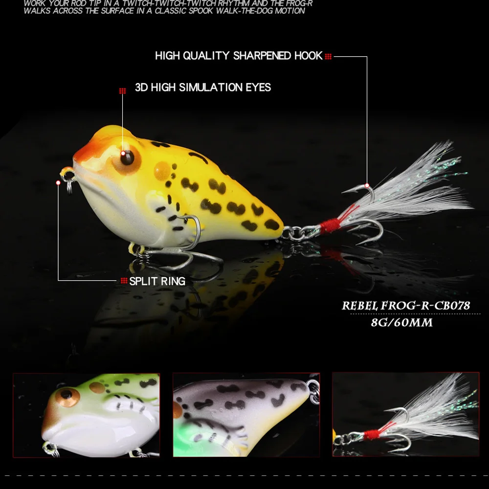 Señuelo duro de pesca Crankbait, cebo de plástico japonés, 6cm/8g, Rana, roca fioating, Topwater, Wobblers Minnow, 1 unidad - imagen 3