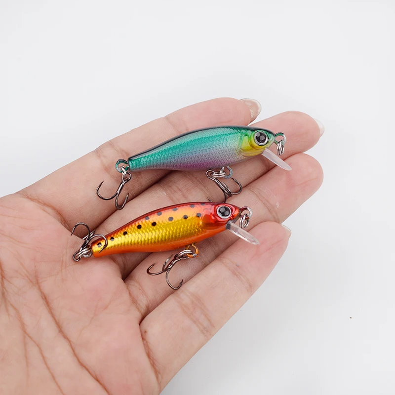 Wobblers Jerkbait-Mini cebo duro de 4,8 cm y 3g, Señuelos de Pesca con manivela pequeña para pececillos, aparejos de agua dulce salada, señuelo de hundimiento - imagen 2