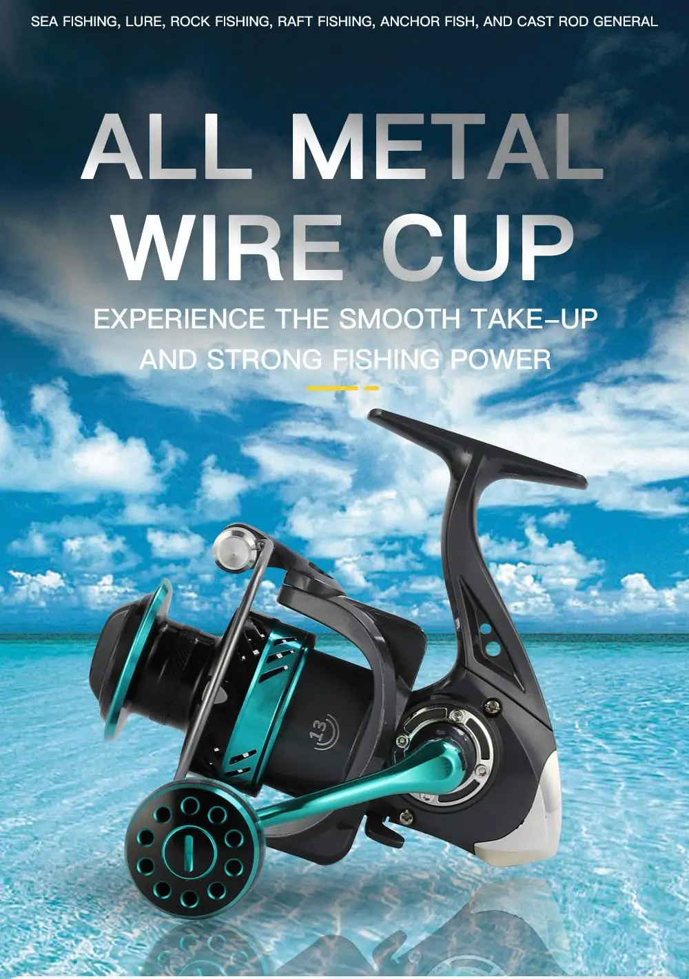 BAKAWA-carrete de pesca giratorio DK 1000-7000, 10kg de potencia, relación de engranaje 5,2: 1, carrete de Metal, rueda de agua salada, balancín CNC - imagen 2