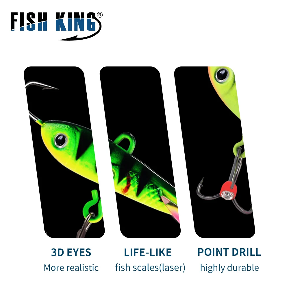 FISH KING-señuelo de Pesca en hielo de invierno, 6,3 cm/10g, 8,5g/20g, equilibrador para cebo de Pesca, anzuelos de Pesca de carpa, señuelo duro, aparejos de Pesca