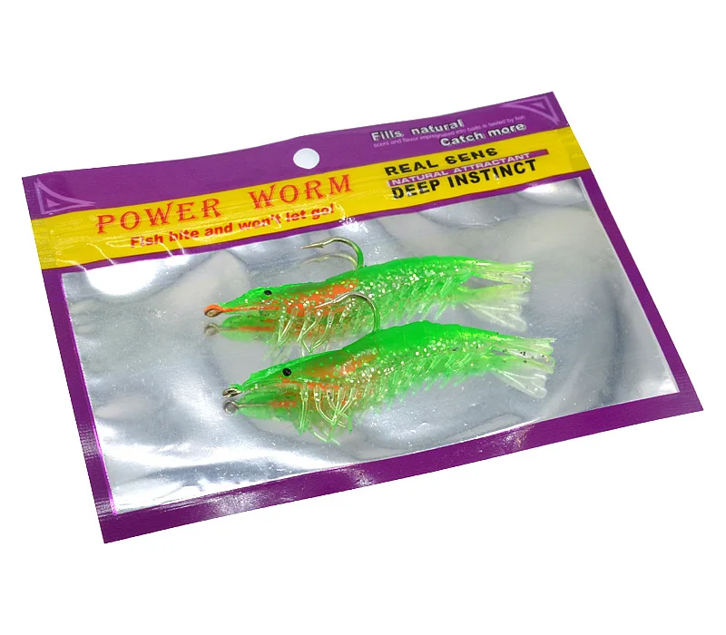 Señuelo de agua dulce y salada, cebo suave para pesca en barco, simulación de camarón brillante, gancho individual, 9cm/10g, bolsa de 2 piezas - imagen 5