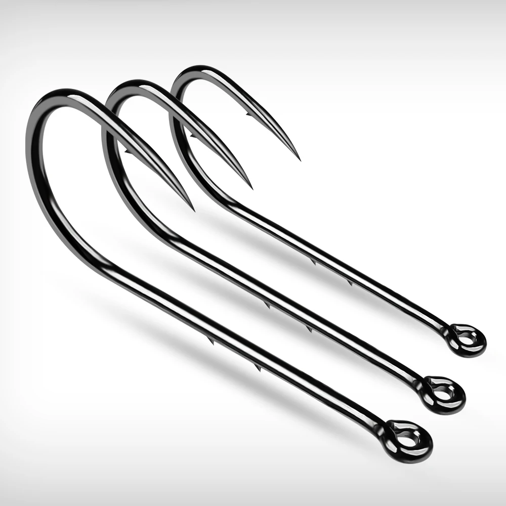 VALHALLA-anzuelo de pesca grande, 50 unids/caja, 6 #-6/0 #, acero al carbono, níquel negro, púas afiladas, plantilla de compensación, anzuelo de cebo - imagen 5