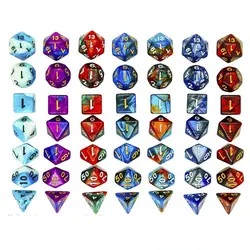 Juego de dados acrílicos poliédricos para TRPG DND, juego de dados digitales con purpurina, accesorios de entretenimiento, 7 unidades