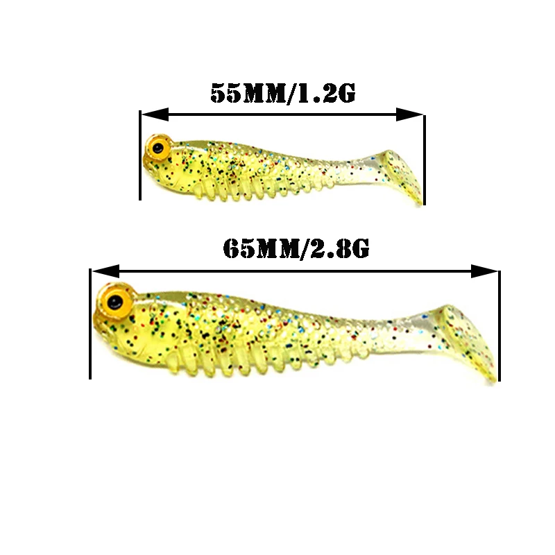Señuelo de pesca suave, Wobbler para curricán, área de trucha, cebo de hundimiento con anzuelo de cabeza de plantilla, goma de plantilla, lubina, perca, 1,2G, 2,8G, 10 piezas - imagen 2