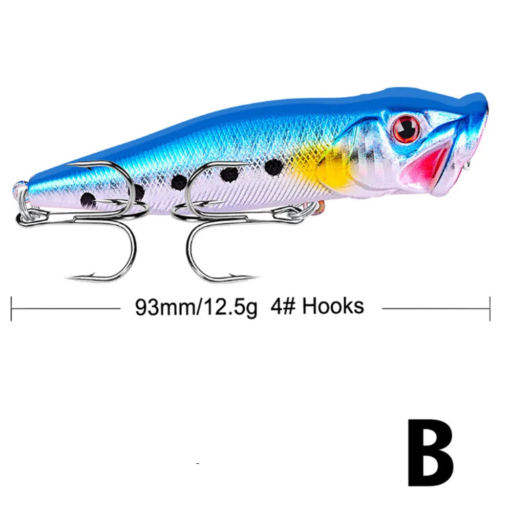Señuelo de pesca Popper de alta calidad, 9,3 cm, 12,5g, cebo Artificial duro flotante japonés, Crankbait Wobblers, aparejos de pesca de carpa, 1 Uds. - imagen 5