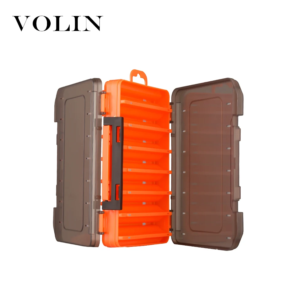 VOLIN-caja de señuelos de pesca, organizador de cajas de aparejos de pesca de doble cara, 14 compartimentos, novedad - imagen 2