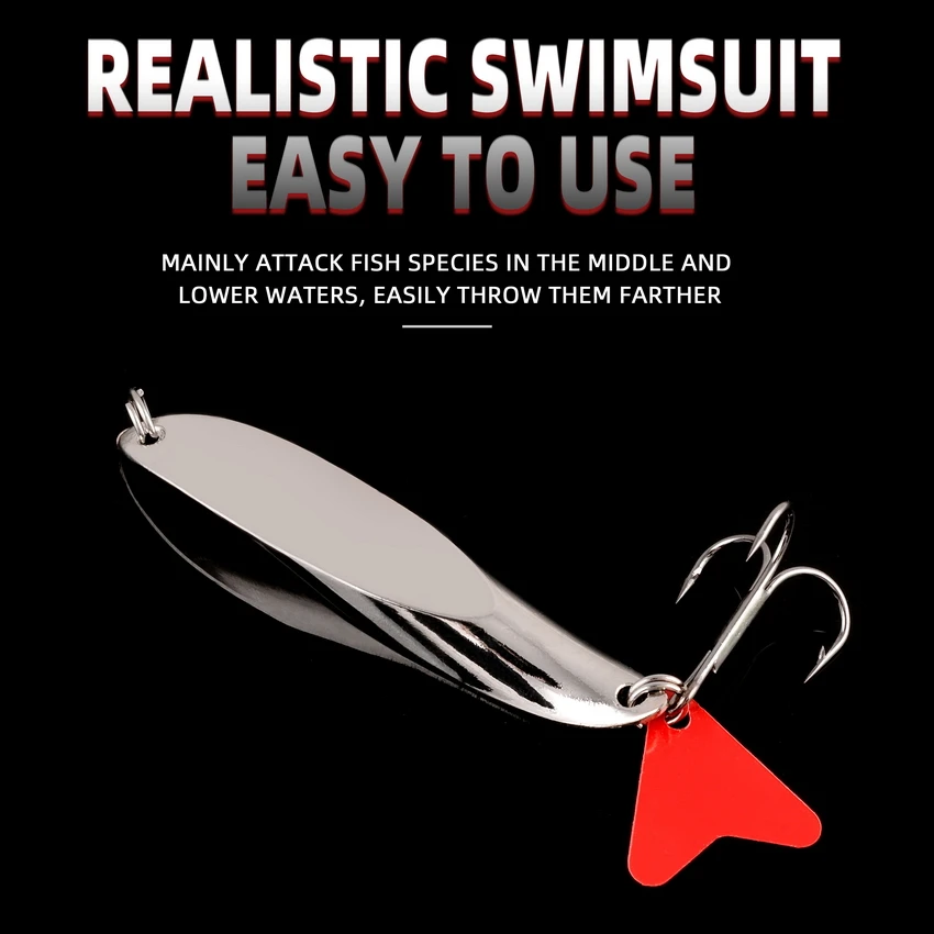 Señuelo de pesca giratorio de Metal, cebo duro, lentejuelas, ruido, con pluma, anzuelo triple, aparejos de pesca, 7/10/14/18/21/28g - imagen 5