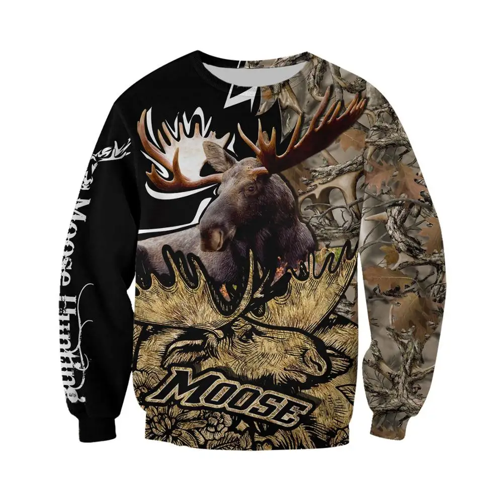 Moose Hunting 3D completamente estampado Sudadera con capucha para hombres/mujeres Harajuku moda Sudadera con capucha chaqueta Casual pulóver sudaderas con capucha KJ024 - imagen 5