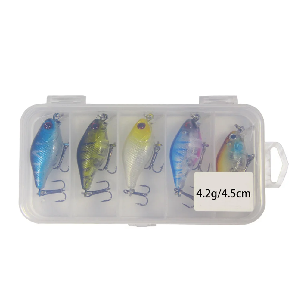 5 unids/set Mini cebo de manivela Wobblers flotantes para juego de Señuelos de Pesca Wobblers cebo Artificial 4,5mm 4,2g peces falsos señuelos duros Minnow - imagen 2