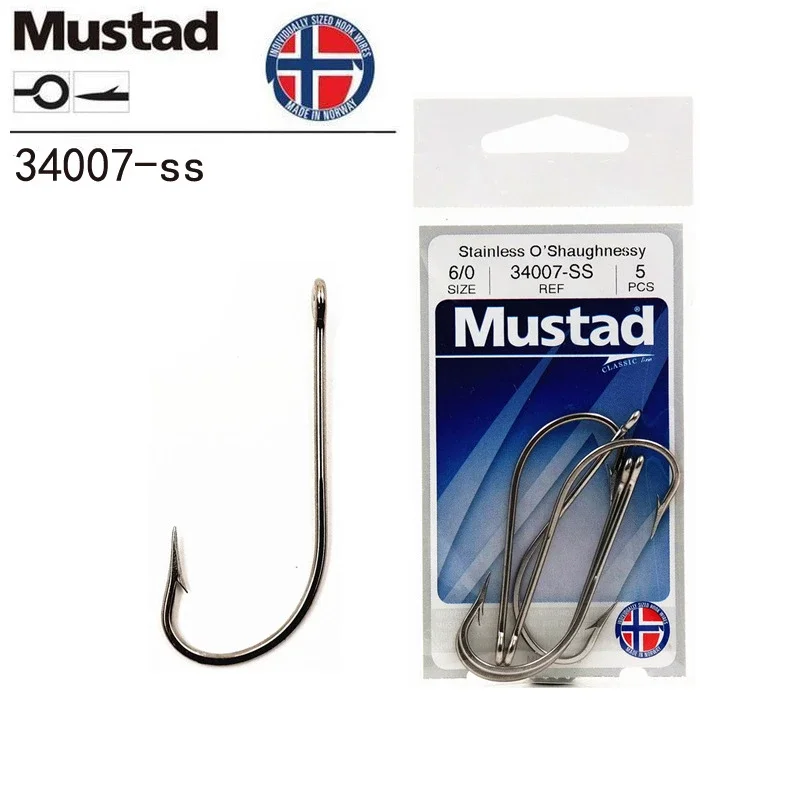 Anzuelo de pesca Mustad Noruega Origin con alto contenido de carbono, 8-8/0 # ,34007SS