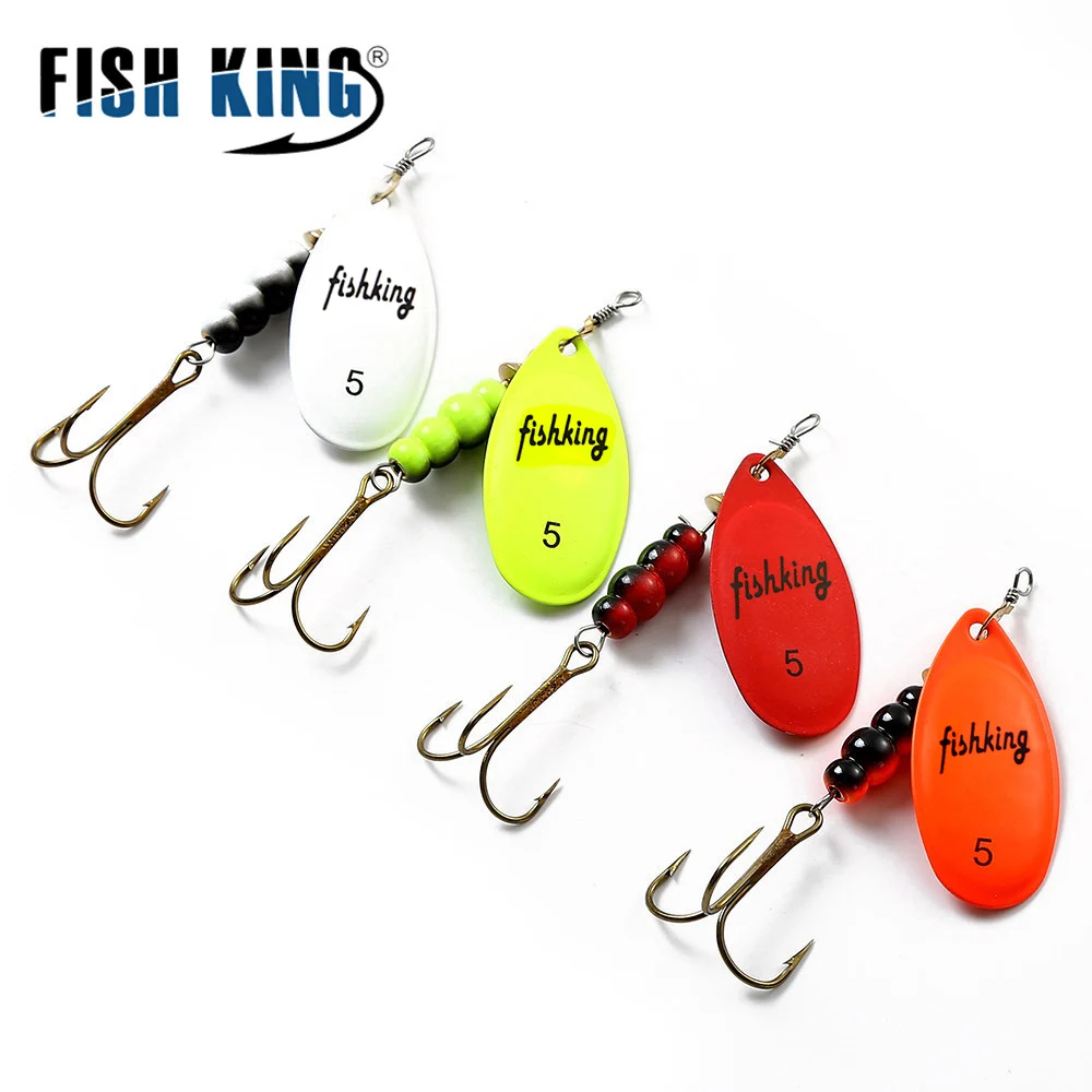 FISH KING Spinner cebo 3,9g 4,6g 7,4g 10,8g 15g giratorio Spinners cuchara señuelos luccio Metal con anzuelos triples señuelo de pesca - imagen 5