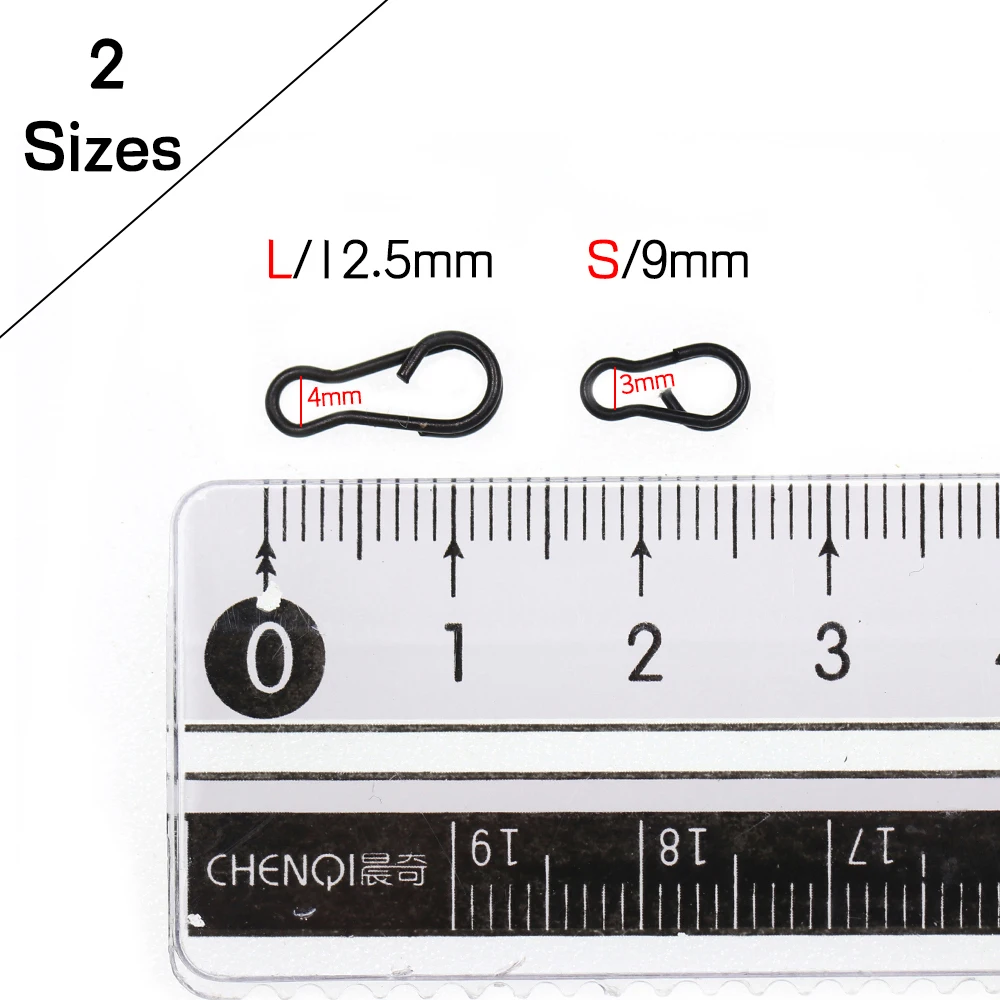 Bimoo-Clips de cambio rápido para pesca de carpa, accesorios de conector giratorio, enlace de velocidad, 12,5 cm/9cm, negro mate, 50 Uds. - imagen 3