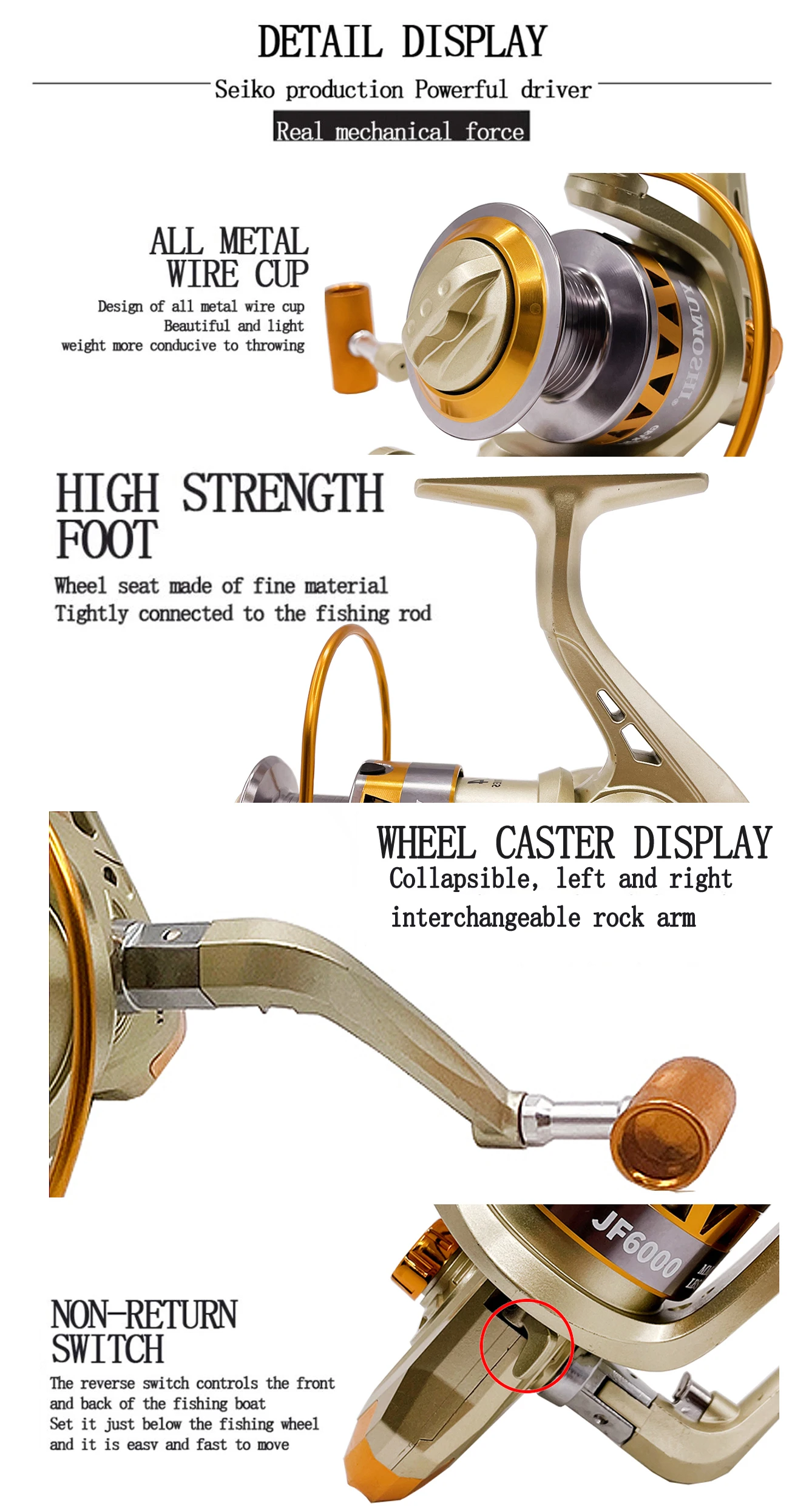 Experimente el mejor equipo de pesca con componentes duraderos de alta resistencia y un interruptor sin retorno para un rendimiento sin problemas