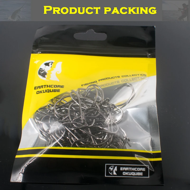 Anzuelos de pesca de carpa 2 # -22 #   Plantilla de anzuelo de acero rico en carbono, serie de púas grandes en anzuelos con mosca, accesorios de pesca para estanque de gusanos, 50 Uds.