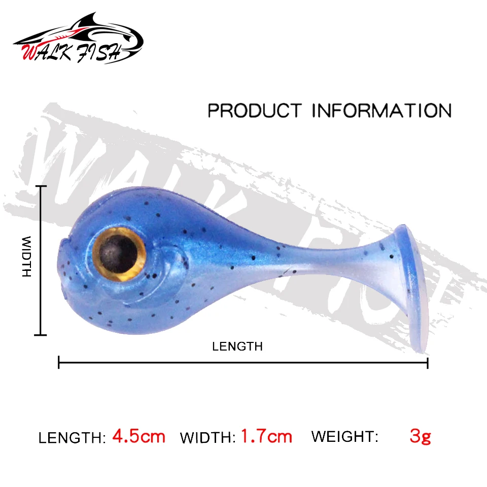 WALK FISH-SEÑUELOS blandos de cola en T, cebo de silicona de 4,5 cm, 3g, productos para pesca en el mar, Swimbait, aparejos de Wobblers de doble color, 6 uds. - imagen 4