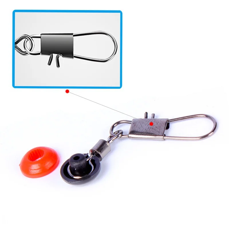 FLYSAND-gancho giratorio de línea de pesca, Conector de Clip de vástago, broche de enclavamiento, bolas de espacio marino, señuelo, accesorios de conector, 20 unids/lote - imagen 2