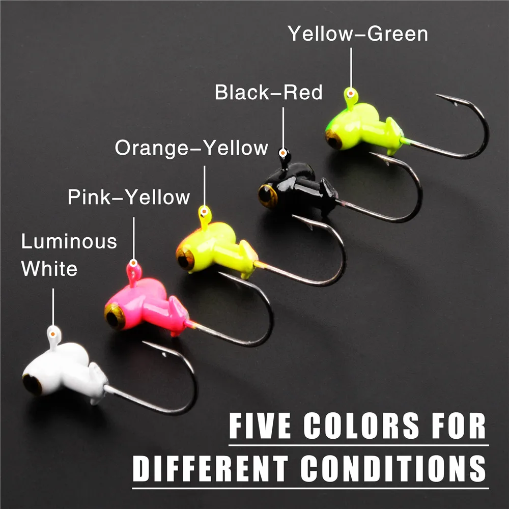 10 Uds. Cabezales de plantilla cilíndricos anzuelos de pesca manivela anzuelos de gusano 3D ojos de pez Walleye Crappie Bass Trolling señuelo plantillas de pesca - imagen 4