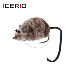 ICERIO 1 unid/caja pelo de ciervo ratón mosca Topwater señuelos Poppers trucha lubina Lucio pesca mosca flotante rata cebos 2/0