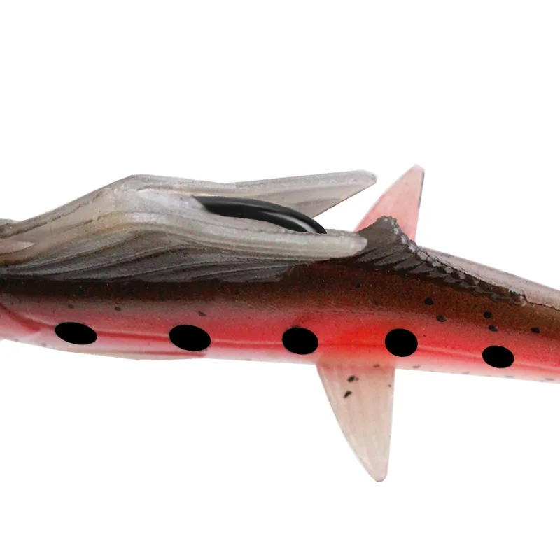 Señuelo Artificial de pesca, anzuelo con cabeza de anzuelo de plomo con cucharas, anzuelos individuales, cebo suave de 8,5 cm/12,5g, colas divididas de cuerpo integrado - imagen 5