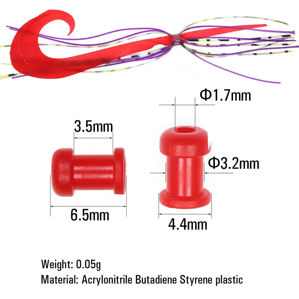 Bimoo 50 Uds 6 tipos de piezas deslizantes de cobre/plástico faldas de goma Tie Mule suministros de mantenimiento equipo de pesca pargo de agua salada - imagen 5
