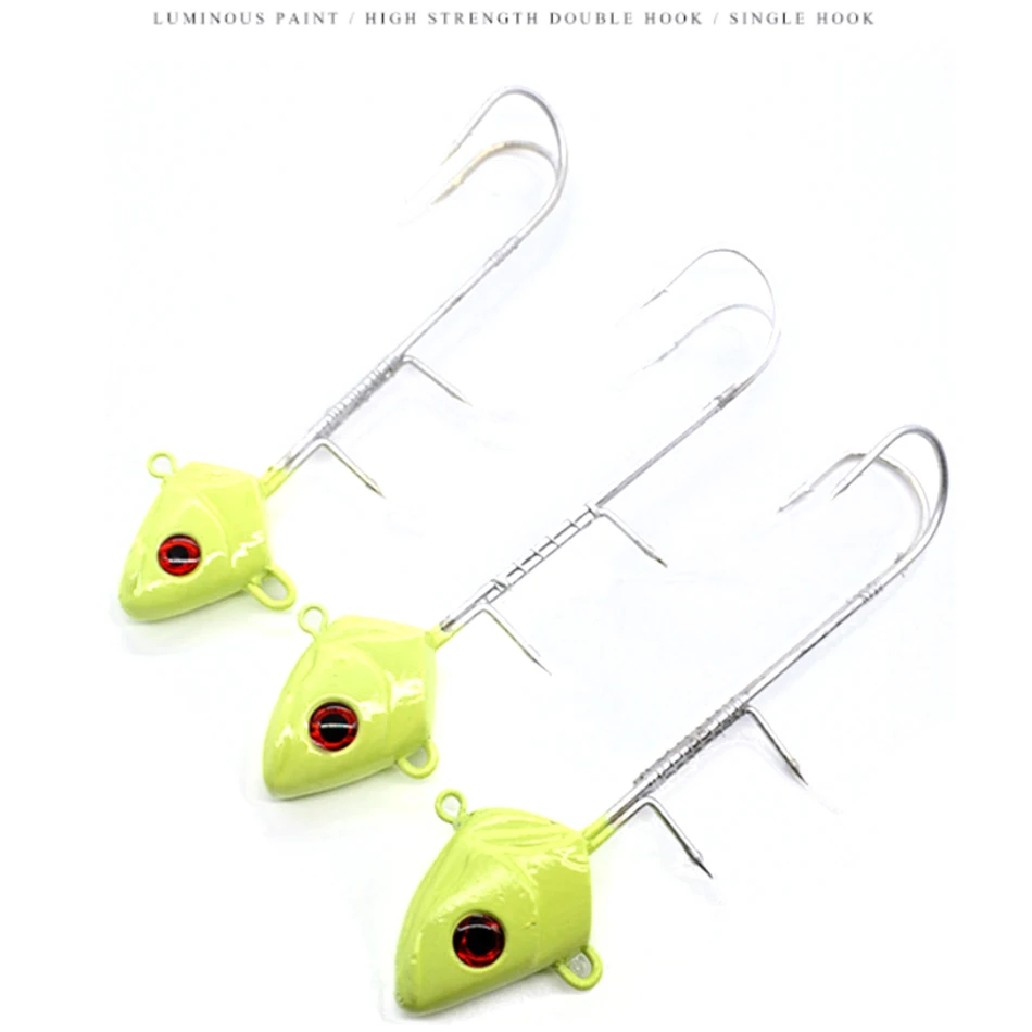 Anzuelos luminosos para pesca, 1 unidad, 15g-225g, cola de pelo, placa de hierro, cabeza de anzuelo - imagen 3