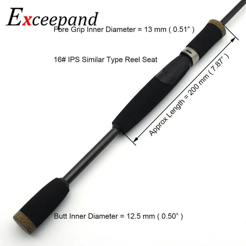 Exceepand-Kit de mango de caña de pescar giratoria, empuñaduras de construcción de caña dividida, EVA negra y corcho de goma - imagen 3