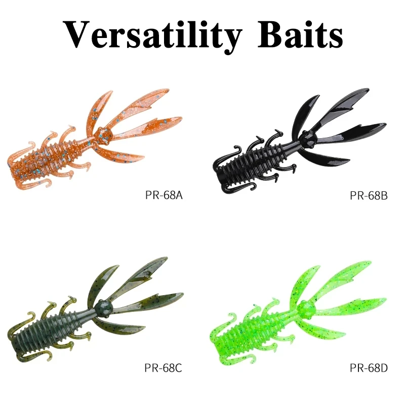 TSURINOYA-señuelo de pesca de lubina PR68, cebo suave de camarón ligero, gusano pionero, Swinbait, Wobblers de silicona Ajing, 20 unidades, 2,4g - imagen 4