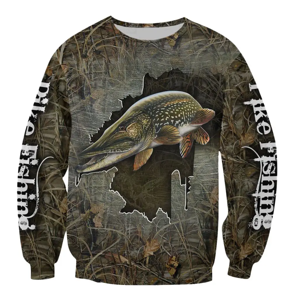 Sudadera estampado 3D de lucio – Ropa para pesca deportiva - imagen 5