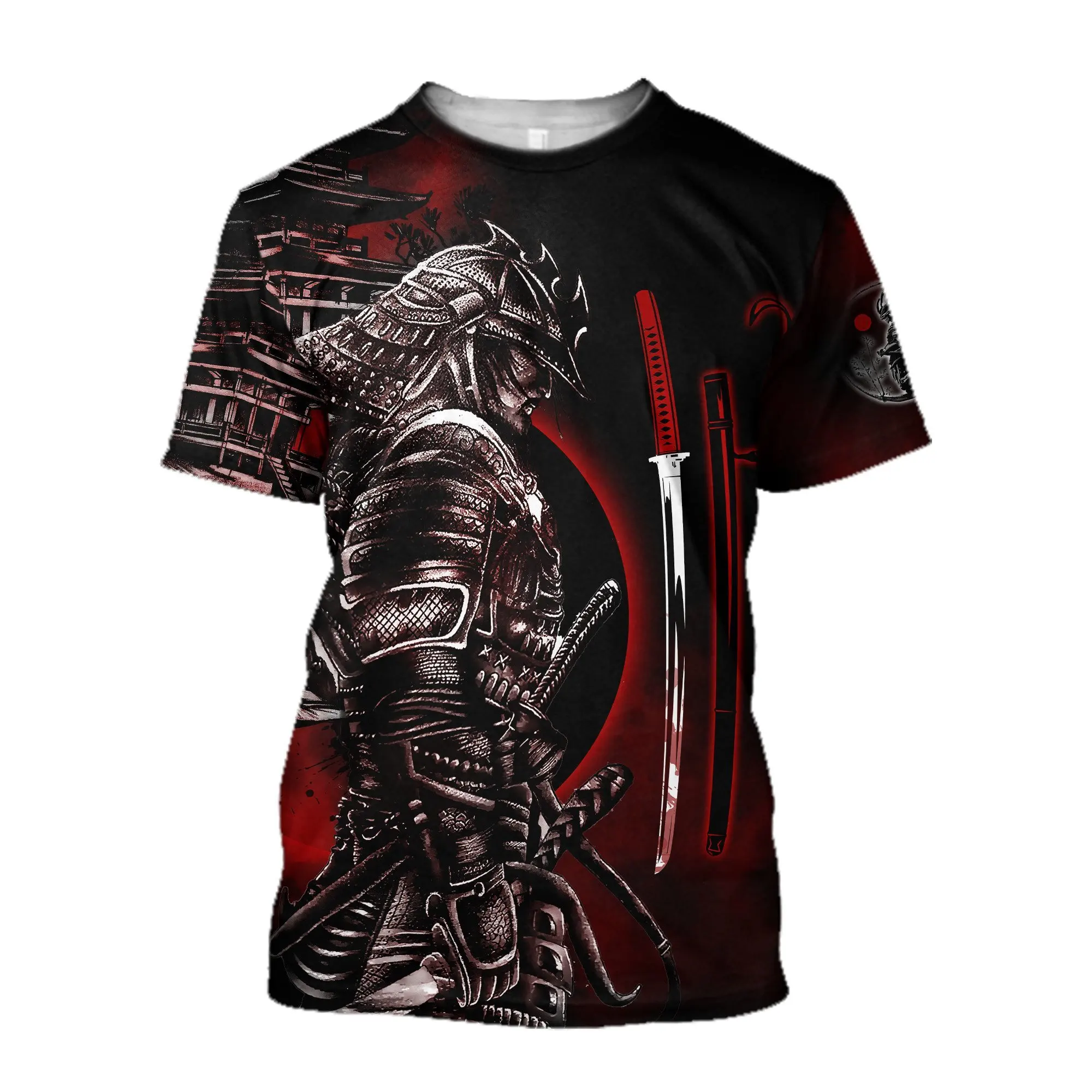 Camiseta Samurai Oni manga corta estampado 3D máscara tatuaje - imagen 4