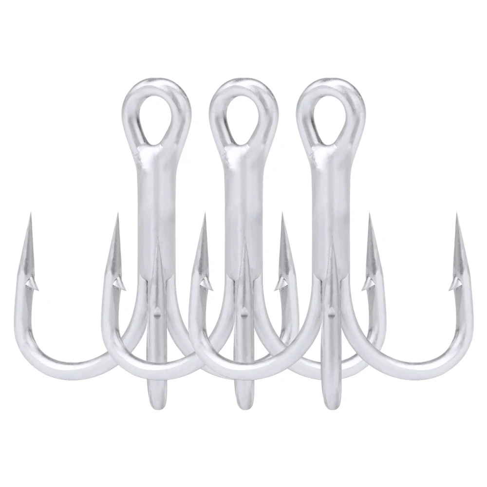 Anzuelo de pesca de agua salada 5/10 Uds 4X anzuelo triple de estaño mate 4/0-3/0-2/0-1/0-4-6-8 #   Ganchos de alta resistencia de acero con alto contenido de carbono súper afilados - imagen 4