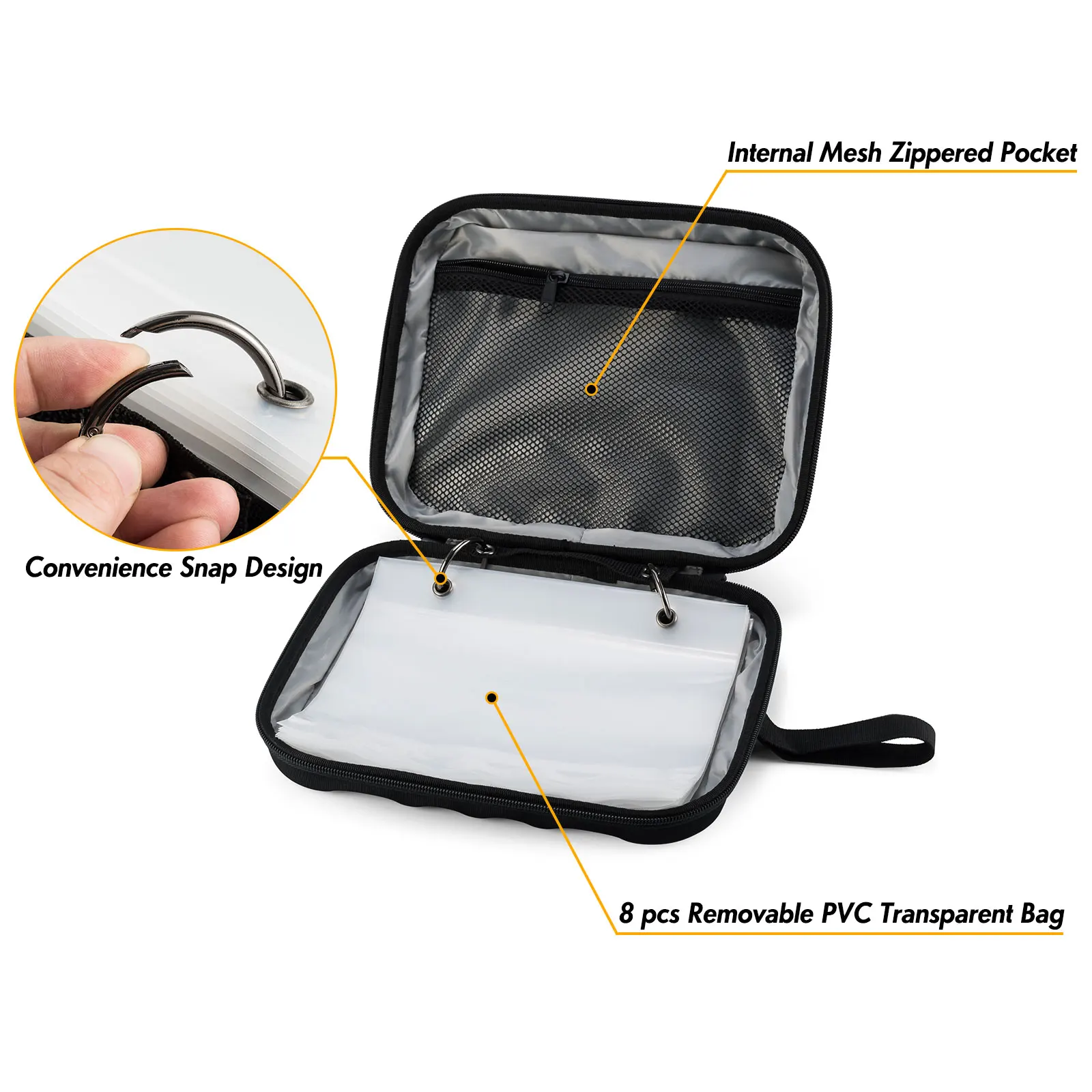 Carpeta de aparejos de pesca de 8 bolsillos, bolsa de almacenamiento organizada impermeable de PVC para Señuelos de Pesca blandos, aparejo líder, plantillas de líneas - imagen 3