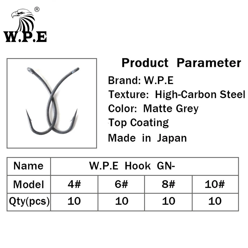 W.P.E-anzuelos de pesca con revestimiento, accesorio gris mate, con púas, mango curvo, pinzas, púas, 30 unids/lote - imagen 5