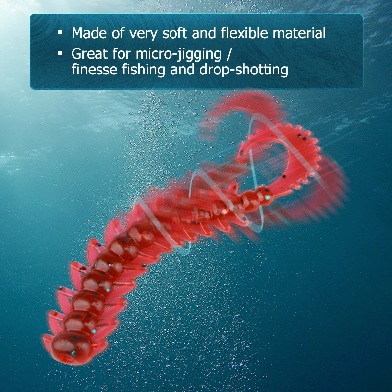 MEREDITH-señuelo de pesca con insectos ver cebos de silicona, 75mm, 20 piezas, Wobbler de pesca, Lucio, sábalo, Swimbait Artificial, Jigging, señuelos blandos - imagen 2