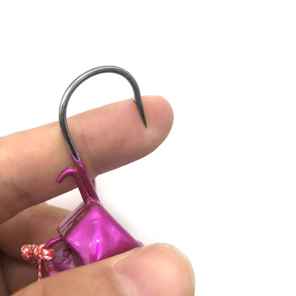 Anzuelos de pesca con cabeza de anzuelo de Metal, anzuelos Mustad con púas de 100g/120g/140g, señuelos de ojos 3D para mar profundo, anzuelos brillantes, lote de 3 unidades - imagen 4