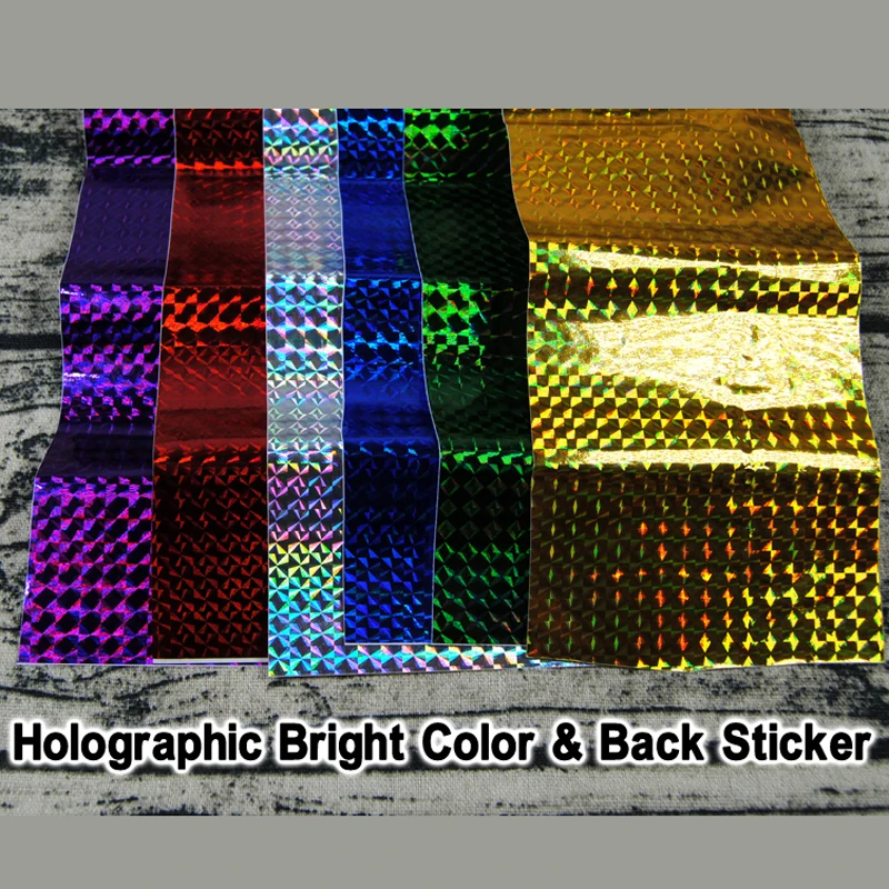 Wifreo-película adhesiva holográfica de 10m/5m, pegatina de cinta Flash, señuelo de bricolaje, plantilla de construcción, piel de calamar, calcomanía de cebo Sabiki, Material de atado de moscas - imagen 3