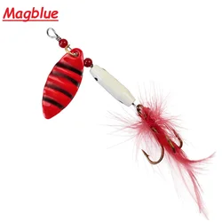 1 unids/lote Spinner giratorio señuelo de Pesca de Metal Wobblers cuchara cebo duro anzuelos triples lubina Pesca trucha Jigging señuelo aparejos de Pesca