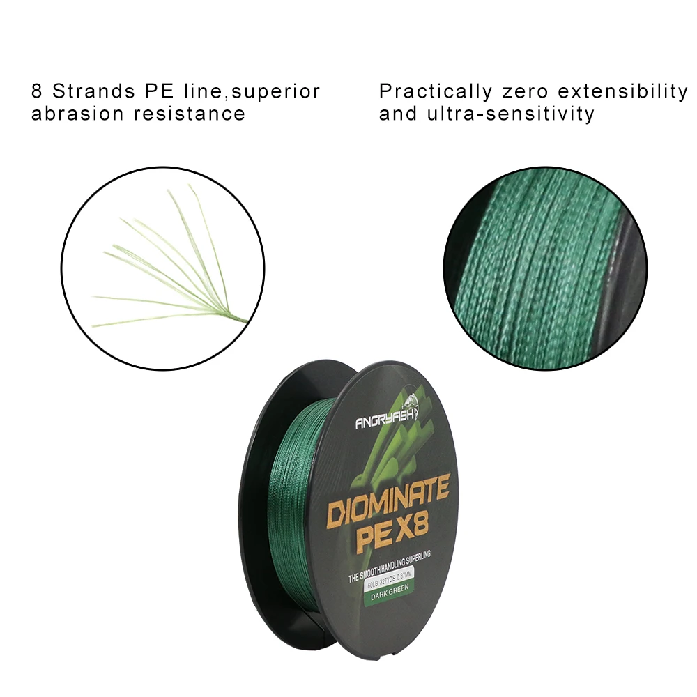 ANGRYFISH-línea de pesca trenzada, 8 hebras, 300/500 metros, multicolor, PE, alta resistencia - imagen 2