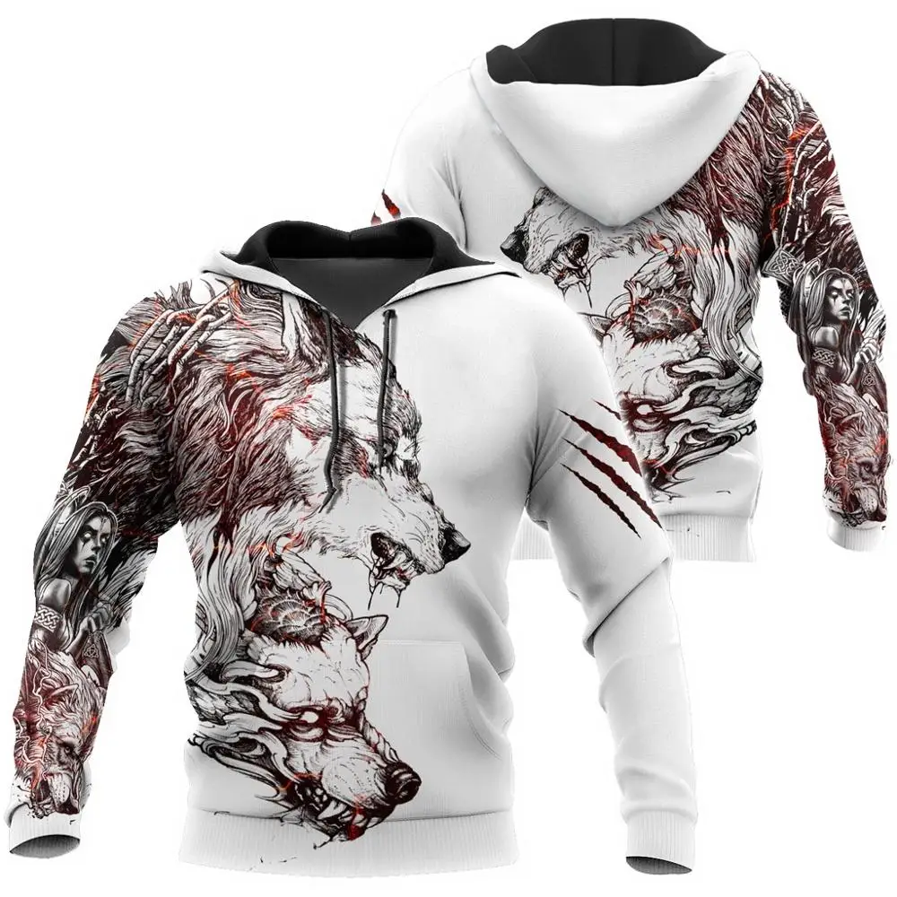 Tattoo Wolf-sudaderas con estampado 3D para hombre, ropa de calle Harajuku, Sudadera con capucha de moda, chaqueta de otoño Unisex, chándales, envío directo - imagen 3