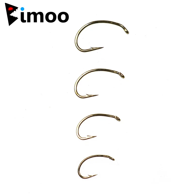 Bimoo-anzuelo de carbono con púas de Color bronce, gancho curvo para atar moscas, ninfa, 500 piezas, 1 unidad, tamaño #8 #10 #12 #14 #16 - imagen 4