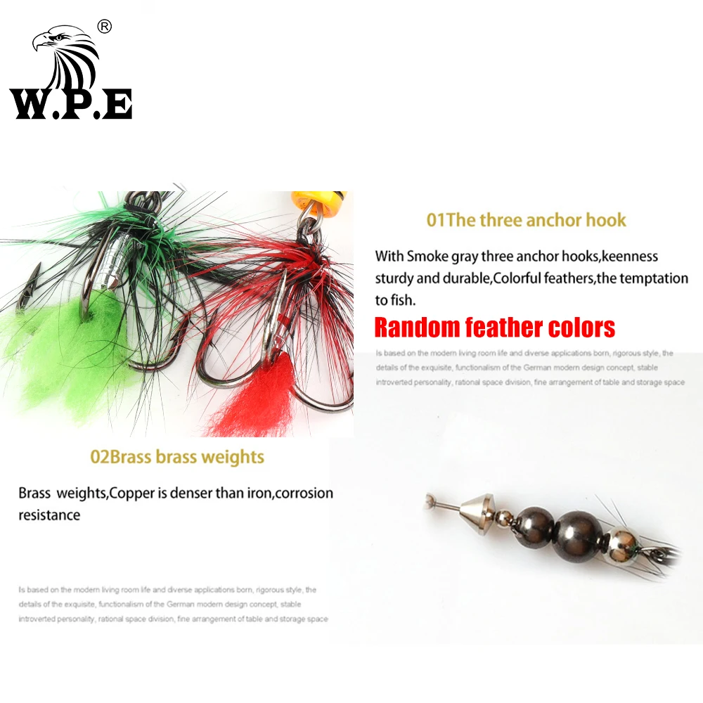 W.P.E-señuelo giratorio, 1 Uds., 8,8g/13g/20,5g, cuchara de Metal, cebo duro, pluma, cebo de pesca de carpa, aparejos de pesca, Lucio Wobblers - imagen 2
