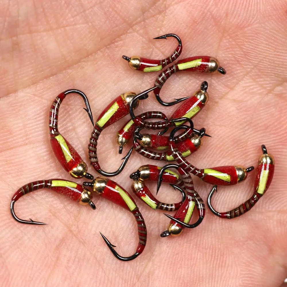 Señuelo de pesca de hielo, cebo de latón con abalorios, zumbador de pavo real, percha de trucha, señuelo de pesca Bluegill, 6 unidades, #10, #12, #14 - imagen 5