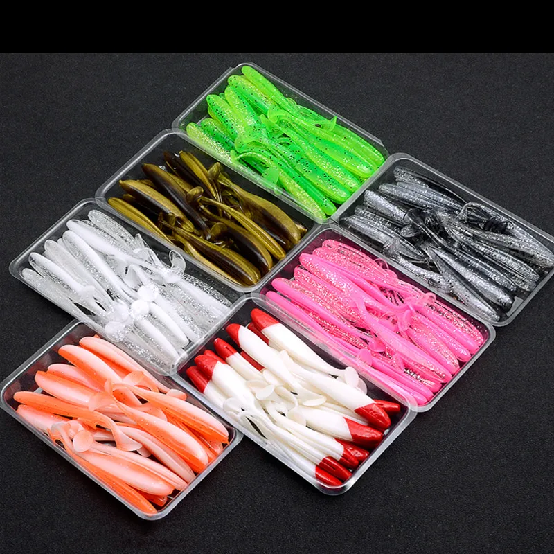 Señuelo de pesca de gusano, cebo suave, cola en T, lubina, perca mandarín, aparejo de tiro, señuelos artificiales, gancho de cabeza de plantilla, lote de 15 piezas - imagen 5