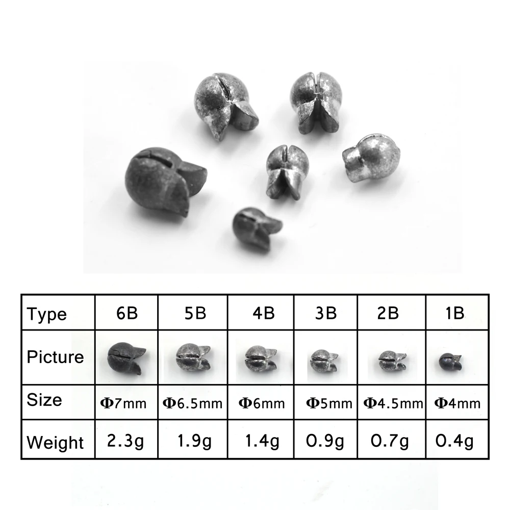 MNFT 20 piezas 1B-6B mordida peso de plomo pesca roca plomo hundimiento giratorio redondo plomo auxiliar pesca de carpa plomos aparejos de tiro dividido - imagen 5