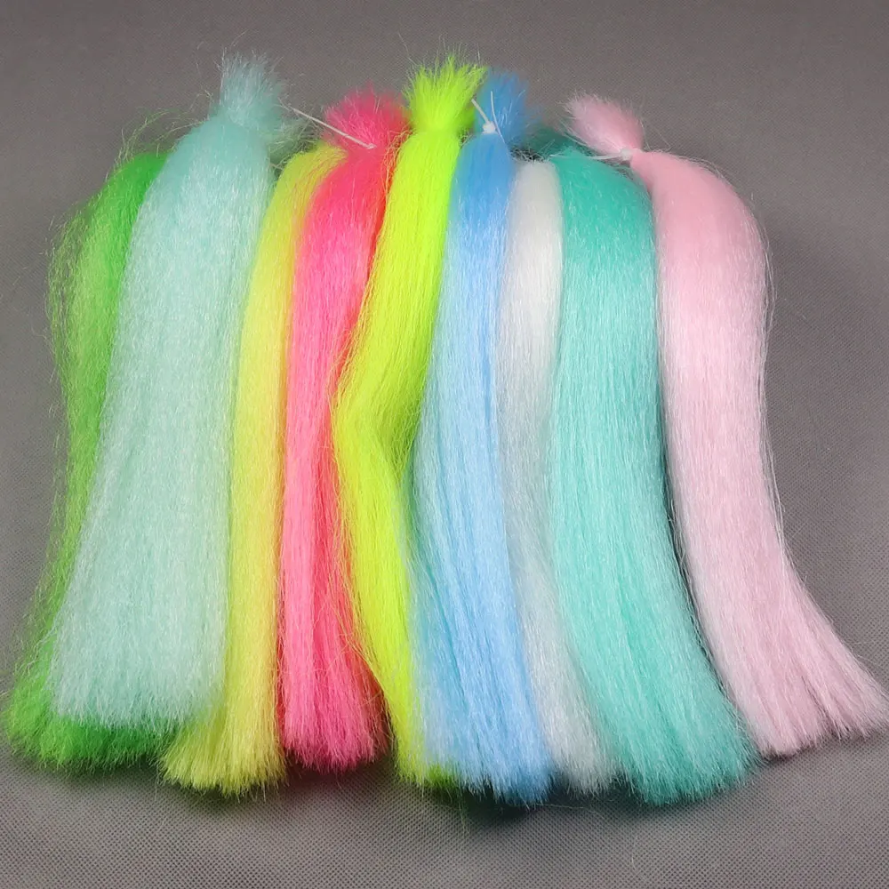 Paquete de fibra sintética brillante y Flash para anzuelo de agua salada, Material de serpentina de pesca con mosca, 9 colores, 1 paquete - imagen 3