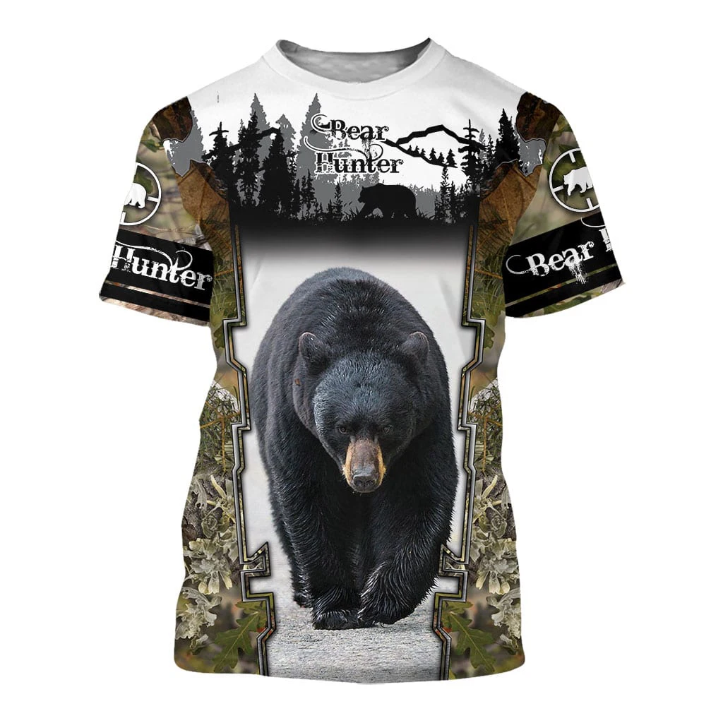 2025 verano Hipster hombres camiseta hermoso oso caza 3D impreso Harajuku Camiseta de manga corta Unisex Casual tops TX0181 - imagen 5